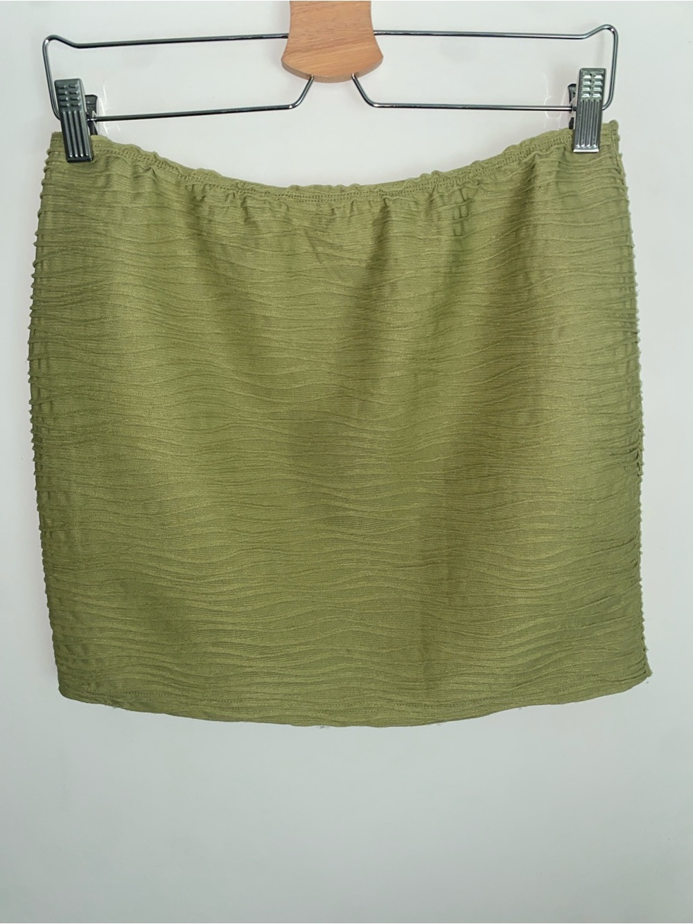 Superdown Olive Green Textured Mini Skirt